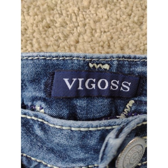 Vigoss Heritage Fit Embroidered Women's Blue Denim Jean Cut Off  Shorts Size 4 - Picture 8 of 9